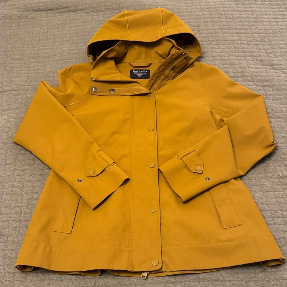 euc athleta rain out sutro trench in brass yellow - Picture 2 of 11